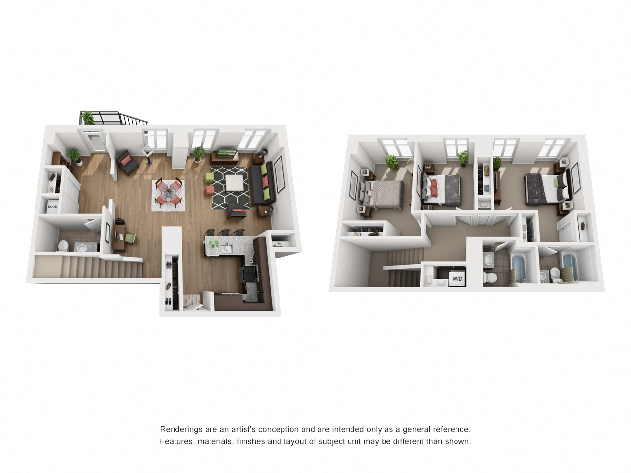 Floor plan for 3 beds, 2.5 baths, 1805 sqft